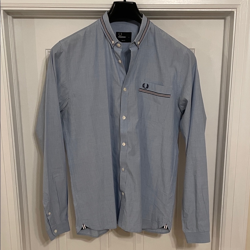 Fred Perry Light Blue Casual Button Down Shirt